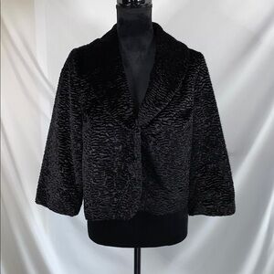 INC International Concepts Black Faux Shearling Fur Jacket Size Medium